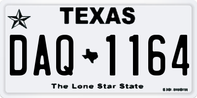 TX license plate DAQ1164