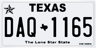 TX license plate DAQ1165