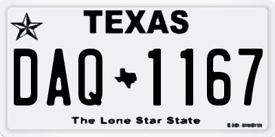 TX license plate DAQ1167