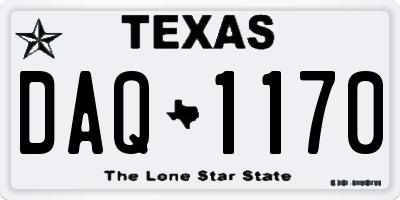 TX license plate DAQ1170