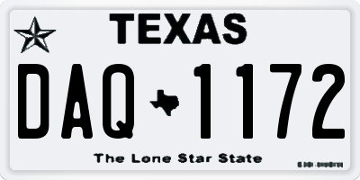 TX license plate DAQ1172