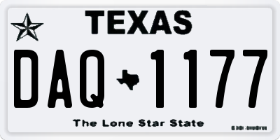 TX license plate DAQ1177