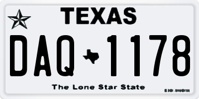 TX license plate DAQ1178