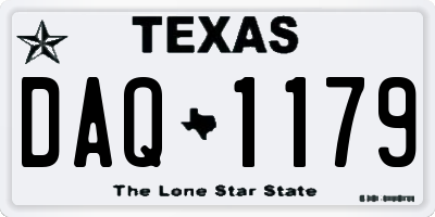 TX license plate DAQ1179
