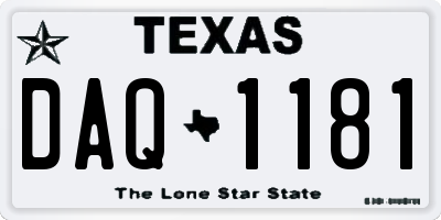 TX license plate DAQ1181