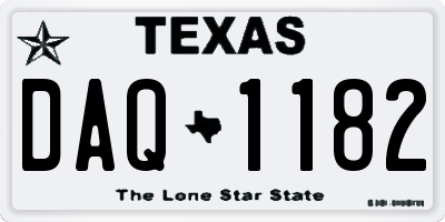 TX license plate DAQ1182