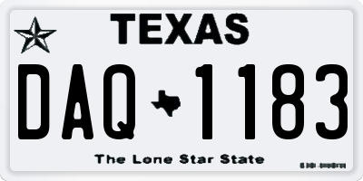 TX license plate DAQ1183