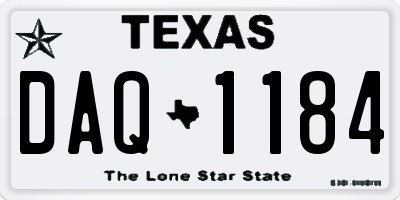 TX license plate DAQ1184