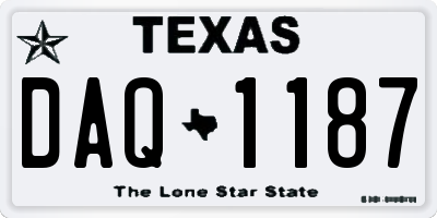 TX license plate DAQ1187