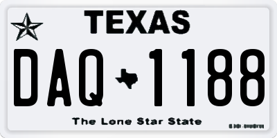 TX license plate DAQ1188