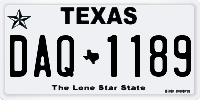 TX license plate DAQ1189