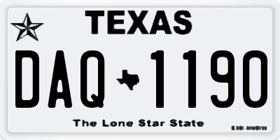 TX license plate DAQ1190