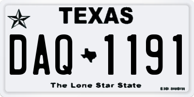 TX license plate DAQ1191