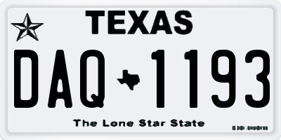 TX license plate DAQ1193