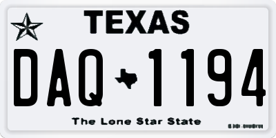 TX license plate DAQ1194