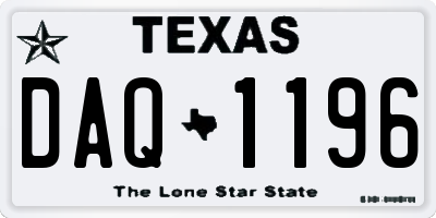 TX license plate DAQ1196