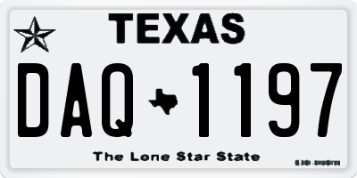 TX license plate DAQ1197