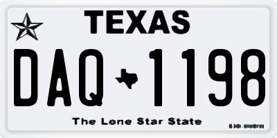 TX license plate DAQ1198