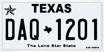 TX license plate DAQ1201