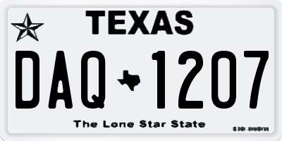 TX license plate DAQ1207
