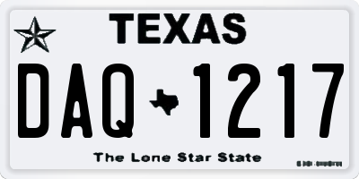 TX license plate DAQ1217