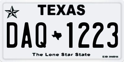 TX license plate DAQ1223