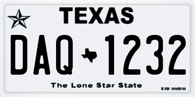 TX license plate DAQ1232