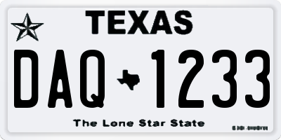 TX license plate DAQ1233