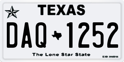TX license plate DAQ1252