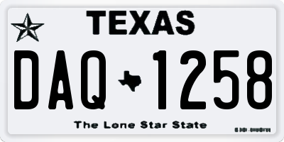 TX license plate DAQ1258