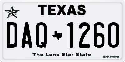 TX license plate DAQ1260