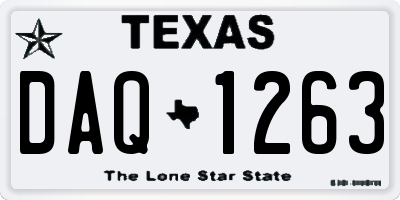 TX license plate DAQ1263