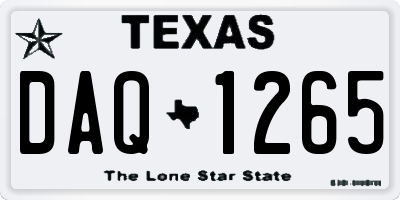 TX license plate DAQ1265