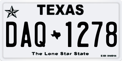 TX license plate DAQ1278