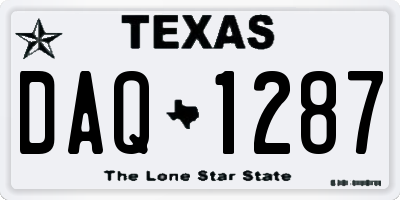 TX license plate DAQ1287