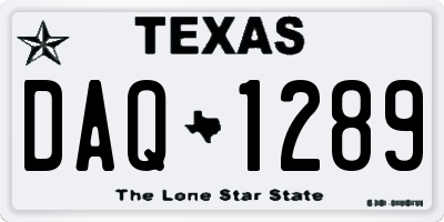 TX license plate DAQ1289