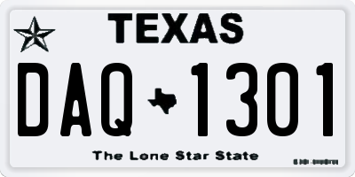 TX license plate DAQ1301