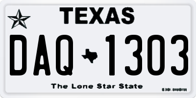 TX license plate DAQ1303