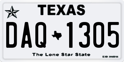 TX license plate DAQ1305
