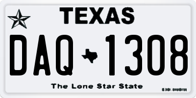 TX license plate DAQ1308