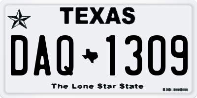 TX license plate DAQ1309