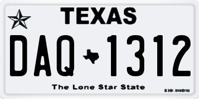 TX license plate DAQ1312
