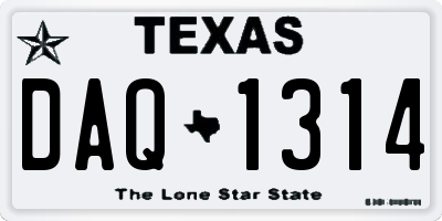 TX license plate DAQ1314