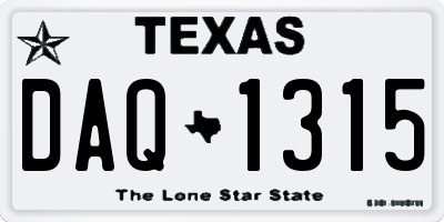 TX license plate DAQ1315