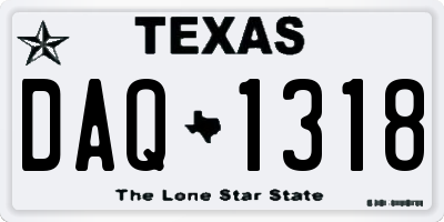 TX license plate DAQ1318