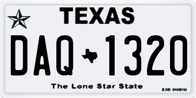 TX license plate DAQ1320