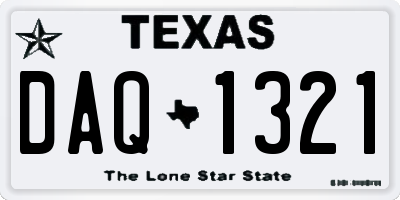 TX license plate DAQ1321
