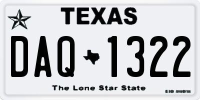 TX license plate DAQ1322