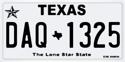 TX license plate DAQ1325