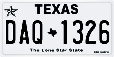 TX license plate DAQ1326